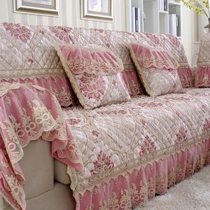 Housses de chaise en Jacquard de Style européen, luxueuse housse de canapé pliable en dentelle, haut de gamme, luxe, cuir, bois, serviette antidérapante