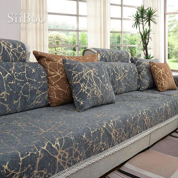 Cubiertas de silla de estilo europeo Sky Stripe Jacquard Chenille Cover Cama Cama Slipbovers para muebles de sala de estar Sectional Sp4906