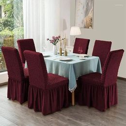 Housses de chaise de style européen, couleur unie, jupe, maison, élastique, épais, salle à manger, tout compris