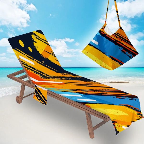 Couvriers de chaise Paint à huile exagéré Rendre la plage Couverture de la piscine Lounger de la piscine avec poche de rangement serviette de séchage rapide