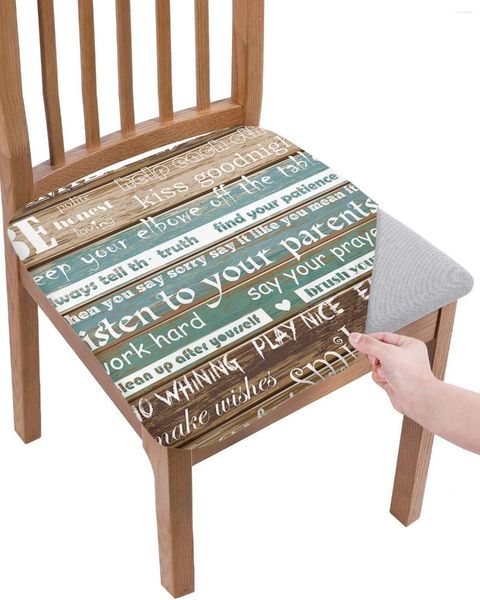 Couvre-chaises Règles de la famille Texte de la famille Vintage Old Wood Board Texture Texture Elastic Soutr Coor pour Hlebcovers Home Protector
