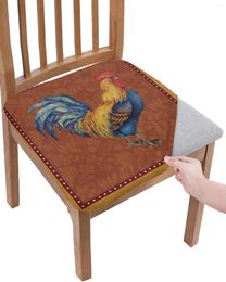 Chaise couvre la ferme Animal Rooster rétro Polka Dot Cushion Stretch Stretch Dining Cover Covers for Home El Banquet Living Room