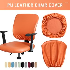 Stoelbedekkingen Fashion Office Cover Waterdicht PU Leather Elastic Solid Color Internet Cafe Athletic Seat Cushion Back Protection