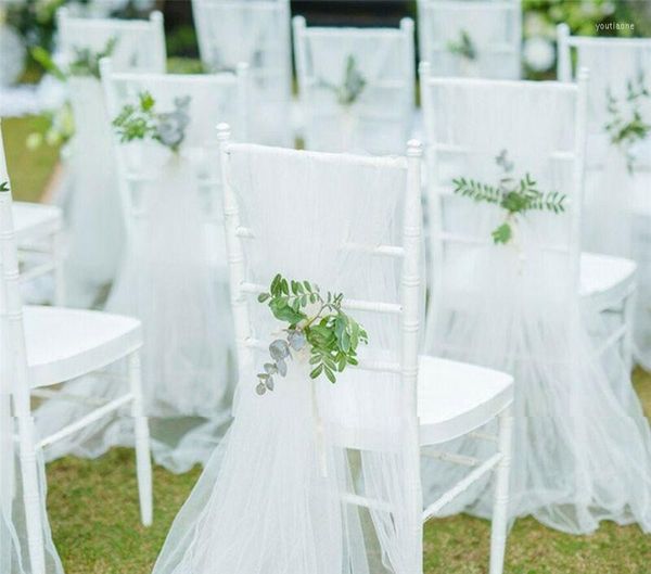 Fundas para sillas Moda Romántica Malla sólida Fajas de organza Cubierta Faja Fiesta de bodas Decoración festiva para banquetes