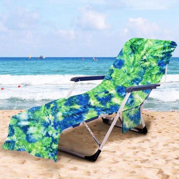 Couvre-chaise Fashion Summer Beach Cover à double usage Portable serviette balnéaire inclinable pliant avec salon de poche latérale