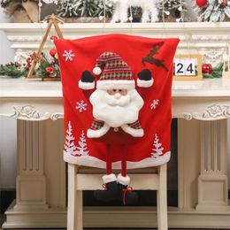 Couvre-chaise Couvre festives décor de dos du Père Noël Forxmas Dining Hlebcovers