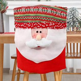 Cubiertas de silla Cubierta de asiento festivo Muñeco de nieve Santa Claus para comedor Feliz Navidad Sillas Vacaciones