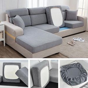 Stoelbedekkingen Fleece vaste kleur Dikke elastische bank Cover Living Room Protector Kinderen Slipcover bank stoel kussen wasbaar afneembaar