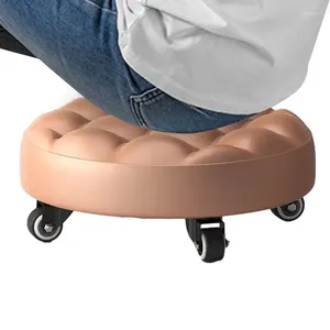 Chaise Couvre les chaises de sol pour enfants pour enfants tabouret bas PU Le cuir roulant hauteur avec 4 roues polyvalentes