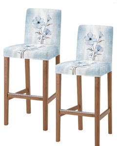 Stoelbedekkingen Bloemengradiënt Nostalgie Retro High Back 2pcs voor keuken Elastische Bar Stool Slipcover Diner Room Seat Cases