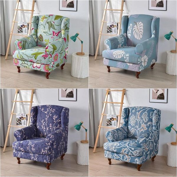 Couvre-chaises à imprimé floral Couvercle de bras en pente élastique aile arrière roi relaxant un canapé à couverture de mobilier en housse de protection