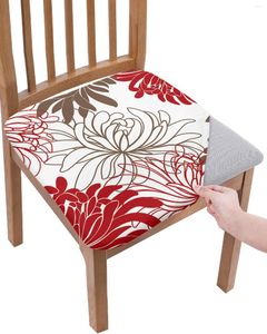 Housses de chaise, motif Floral rouge chrysanthème, élastique, pour bureau, ordinateur, siège de protection, maison, cuisine, salle à manger