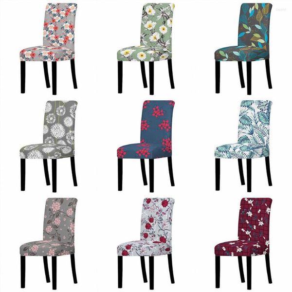 Housses de chaise Couverture extensible d'impression de style floral pour les chaises de banquet de bureau de mariage anti-poussière de salle à manger