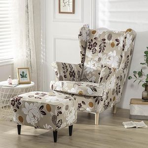 Housses de chaise housse d'aile florale Stretch Spandex roi dos fauteuil antidérapant Relax housses de canapé avec coussin de siège
