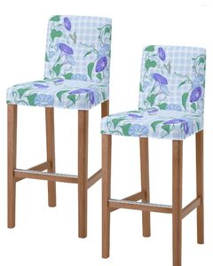 Couvre-chaise Couvre des tabourets à carreaux à carreaux fleurs