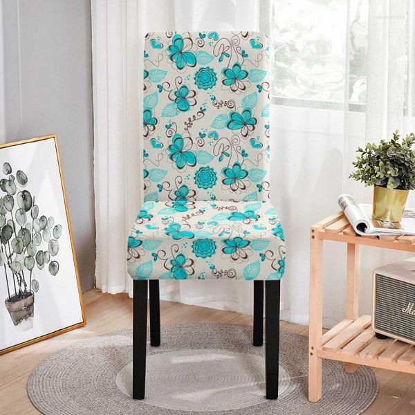 Cubiertas de silla Tema de mariposa de flores Cubierta elástica para comedor Anti-Drey Kitchen Seats Sillas de asiento protector Decoración de banquetes