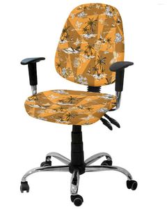 Couvre-chaise Fleur Butfly Tree Palm Sailboat Wave Starfisf Elastic Coup-Officable Office Offible Office Scecover