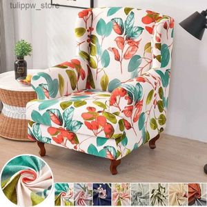 Stoelhoezen Bloemenprint Vleugel Stoelhoes Stretch Spandex Fauteuilhoezen Europa Antislip Relax Bankhoezen met zitkussenhoezen L240315