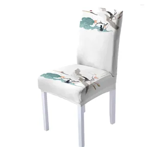 La chaise couvre les fleurs et les oiseaux élastiques pour la salle à manger entièrement emballée enveloppe les chaises de banquet de mariage Housse de chaise