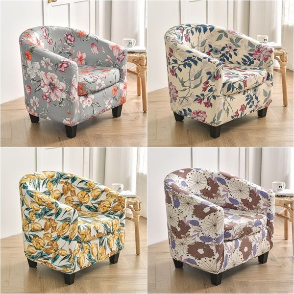 Housses de chaise à fleurs, en Spandex élastique, pour canapé, salon, pouf, bureau, avec coussin de siège, 220906