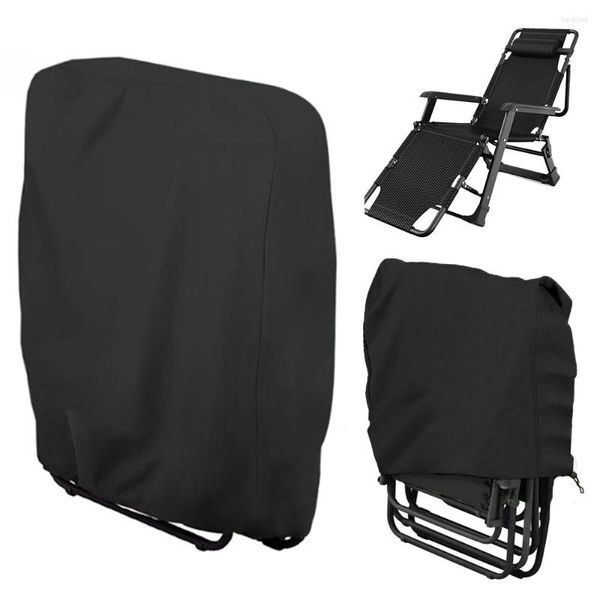 Housses de chaise Housse de chaise pliante 3 tailles, extérieur, anti-poussière, protection contre les UV, coussin imperméable pour inclinabilité, étui de meuble noir
