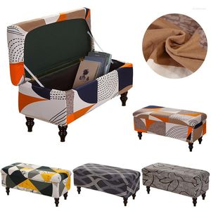 Stoelhoezen Vouwen Ottoman Cover Long Piano Stool Rechthoek voetsteunen Slipcovers Can Storage Shoes Geometry Bench Protector