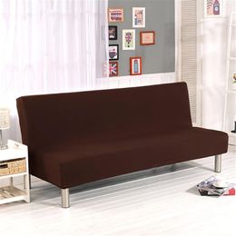Couvercles de chaise canapé pliant couvre de lit de couleur solide futon arme sans mine en polyester tissu élastique tout compris inclusif non pour