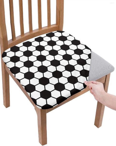 Chaise Couvre le football Black and White Geometric Seat Cushion Stretch Stretch Dining Cover Covers pour Home El Banquet Living Room
