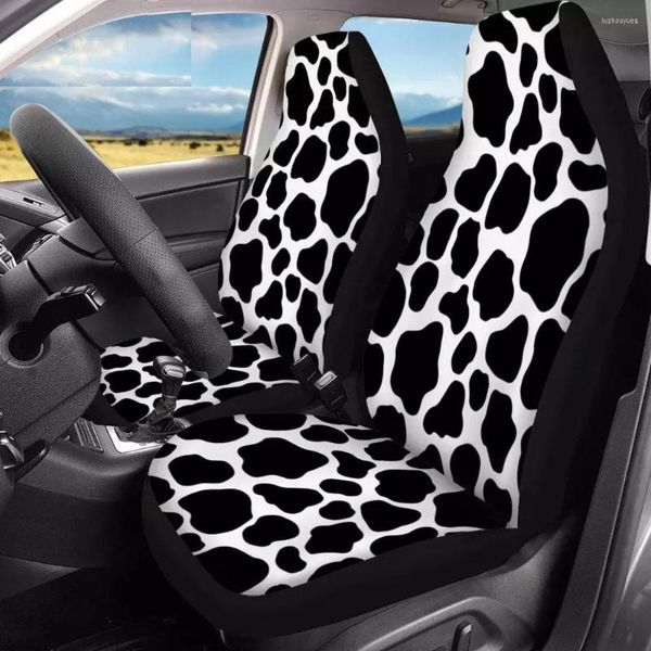 Housses de chaise Funny Cow/Zebra/Leopard Print Design 2pcs/set Car Seat Cover Set Universal Auto/Vehicle/SUV Front Protector Case Anti Dirty