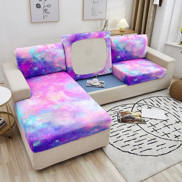 Cubierta de silla Galaxy Starry Sky Safa Coushion Coushion Cousta Slip -Slip -Slip Targue Muebles Protector Elástico