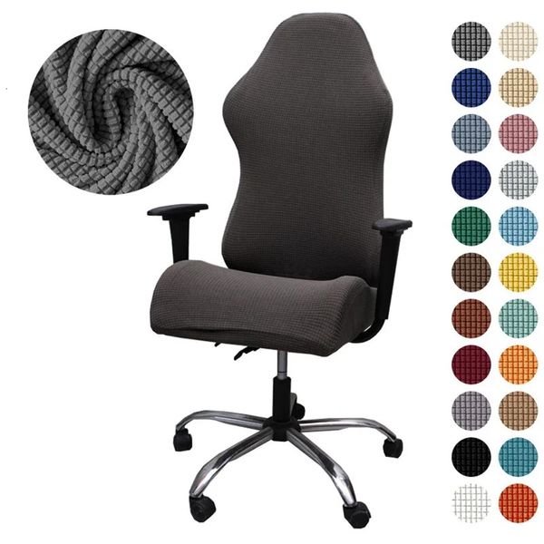 Fundas para sillas Funda para silla de juegos para oficina Internet Café Estiramiento Color sólido Apoyabrazos Fundas para sillas de juegos Protectores de asiento de tela simple 231110