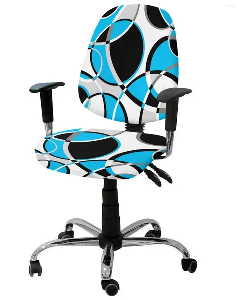 Housses de chaise géométrique abstraite, Art moderne, bleu, élastique, pour ordinateur, bureau, amovible, siège fendu