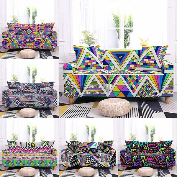 Couvriers de chaise Couverture de canapé élastique géométrique Coup de canapé coloré