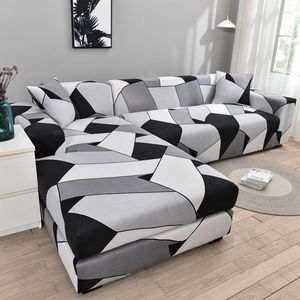 Stoelbedekkingen geometrische elastische bank voor woonkamer decoratieve sectionele omslag l vorm bed all