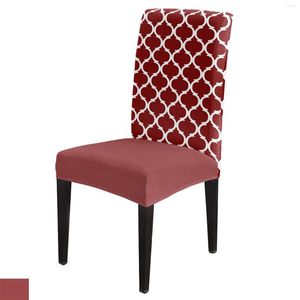 Housses de chaise géométriques marocaines, housse de salle à manger rouge vin, en Spandex élastique, pour salle de mariage, maison, 4/6/8 pièces