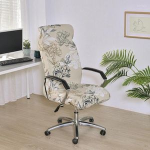 Couvre-chaise Couvre d'ordinateurs de bureau géométrique Couvre-housses imprimées florales avec protection de siège de jeu rotatif non glip