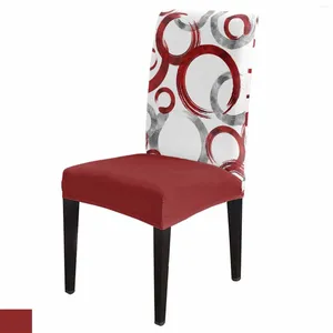 Housses de chaise, cercles de peinture géométriques, ensemble de couverture rouge, housse de siège en Spandex extensible pour cuisine, décoration de maison, salle à manger