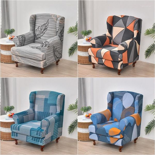 Housses de chaise, couvre-ailes imprimés géométriques, en Spandex extensible, pour fauteuil, canapé simple, pour le salon