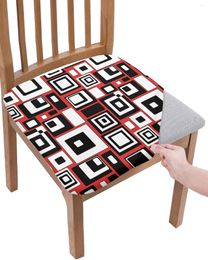 Couvre-chaise rectangle Rectangle Red Black Seat Cushion Stretch Dining 2pcs Cover Covers pour Home El Banquet Living Room