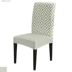 Housses de chaise Housse de chaise géométrique carrée texturée vert sauge pour siège de cuisine, housses de chaise de salle à manger, housses extensibles pour banquet, hôtel, maison L240315