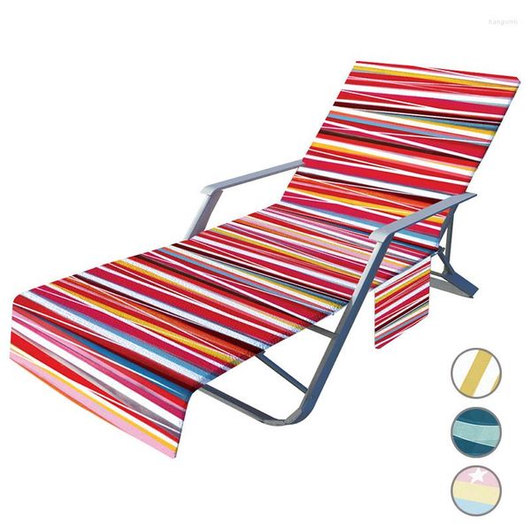 Housses de chaise, série à rayures géométriques, serviette de plage d'été, Portable, fauteuil de jardin en plein air, salon en microfibre