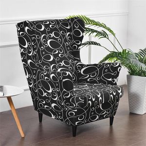 Housses de chaise couverture d'aile géométrique élastique Spandex canapé anti-dérapant fauteuil Wingback housse pouf repose-pieds