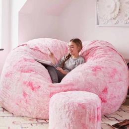 Stoelhoezen Giant Sofa Cover Zacht Comfortabel Pluizig Bont Zitzak Draagbare Kinderen Volwassenen Woonkamer Bed Case Hoes