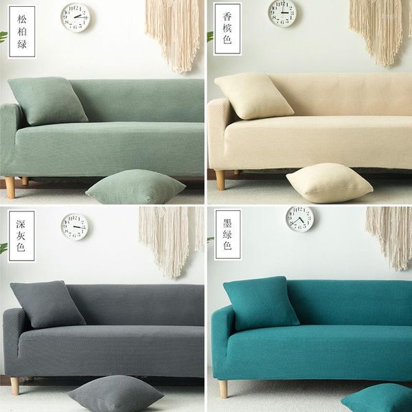 Cubiertas de silla Cubierta de sofá elástica verde Sala de estar Esquina en forma de L Combinación Diapositiva protectora 1/2/3/4 asientos