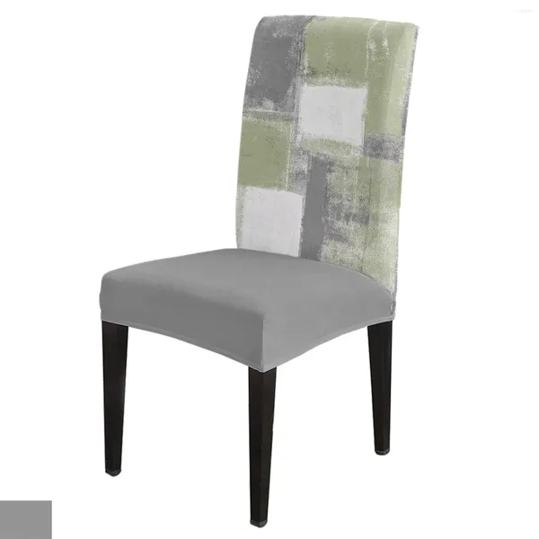 Housses de chaise, ensemble de housses de chaise, Texture de peinture à l'huile verte, housse de siège en Spandex extensible pour cuisine, décoration de maison, salle à manger