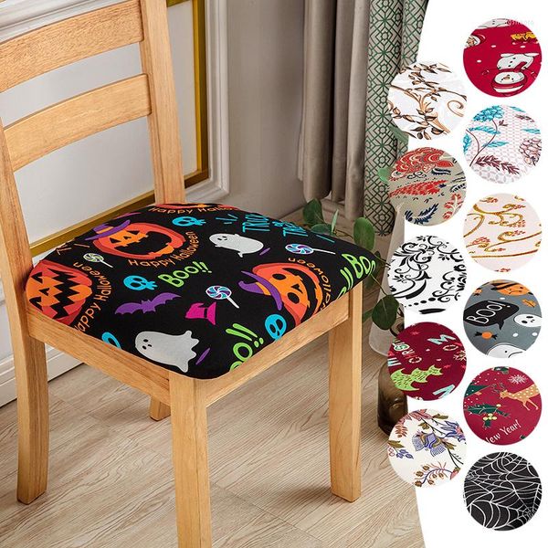 Housses de chaise, housse imprimée de noël et d'halloween, siège de salle à manger amovible, extensible, housse de coussin élastique pour la maison