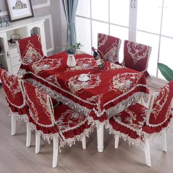 Couvre-chaise couverte en dentelle ourleuse à manger chinoise Broderie Velvet Natecoration Jacquard Seat Cushion Cover Home Restaurant Decor Decor Mat