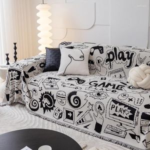 Couvre-chaise Hgx Cartoon Game Contrôleur Cover Soft Sofa Towel Towel with Tassels Throw Couvertures pour le salon