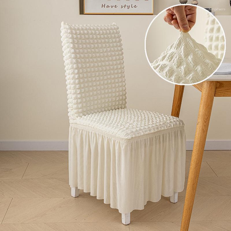 Chair Covers High Back Seersucker Cover Long Skirt For Dining Room Wedding El Banquet Stretch Spandex Seat Case