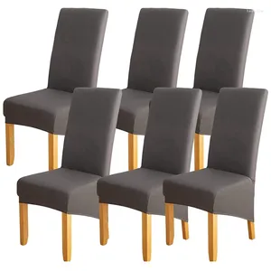 Housses de chaise à dossier haut en tissu solide extensible XL pour salle à manger, ensemble de 4 grandes housses en élasthanne gris foncé